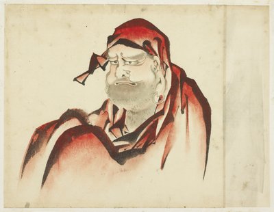 داروما ذات رداء أحمر ، 1815-1849 (حبر ولون على ورق) بواسطة كاتسوشيكا (مدرسة) هوكوساي