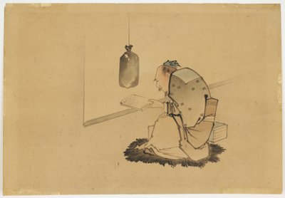 الباحث العلمي من خلال النافذة ، حوالي عام 1850 (حبر ولون على ورق) بواسطة كاتسوشيكا (مدرسة) هوكوساي