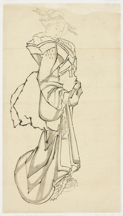 مربية المشي (دراسة) ، حوالي 1815-1849 (حبر على ورق بواسطة كاتسوشيكا (مدرسة) هوكوساي