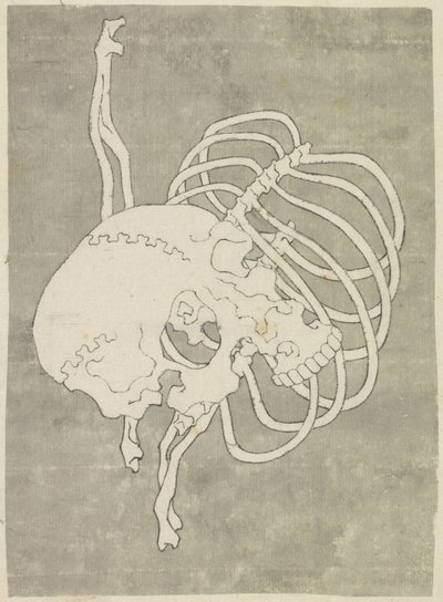 الجمجمة والقفص الصدري بواسطة Katsushika Hokusai (possibly)