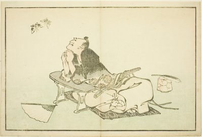 فيلسوف يشاهد زوجًا من الفراشات ، من الكتاب المصور للوحات الواقعية لهوكوساي (Hokusai shashin gafu) بواسطة كاتسوشيكا هوكوساي