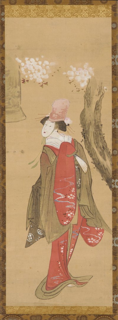 راقصة ، Kiyohime ، شجرة كرز وجرس Dojo-ji ، أواخر القرن الثامن عشر وأوائل القرن التاسع عشر. بواسطة كاتسوشيكا هوكوساي