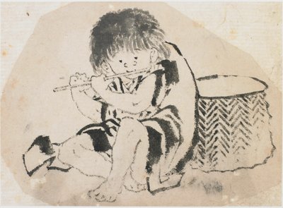 الولد يلعب الفلوت ، فترة إيدو ، كاليفورنيا. 1840. بواسطة كاتسوشيكا هوكوساي