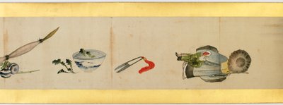 تفاصيل Handscroll مع صور متنوعة ، فترة إيدو ، 1839 حبر ولون على الورق بواسطة كاتسوشيكا هوكوساي