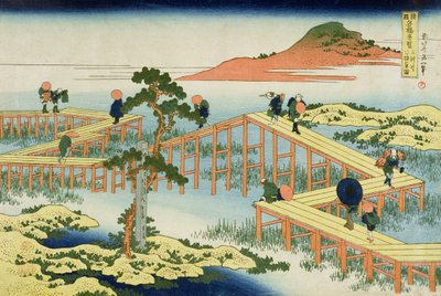 جسر من ثمانية أجزاء ، مقاطعة موكاوا ، اليابان ، c.1830 (طباعة كتلة خشبية) بواسطة Katsushika Hokusai