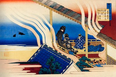 من سلسلة مائة قصيدة مائة شاعر: فوجيوارا نو يوشيتاكا ، c1830. بواسطة كاتسوشيكا هوكوساي