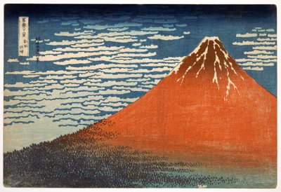 فوجي. طقس صافٍ في الجبال ؛ 1831 ؛ من سلسلة 36 Views of Mt. Fuji '(طباعة على شكل كتل خشبية ملونة يدويًا) بواسطة كاتسوشيكا هوكوساي