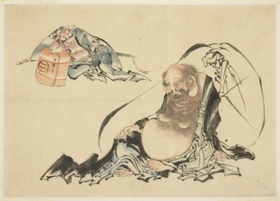 Hotei و Asahina Saburo Reclining (رسمان تخطيطيان) بواسطة كاتسوشيكا هوكوساي