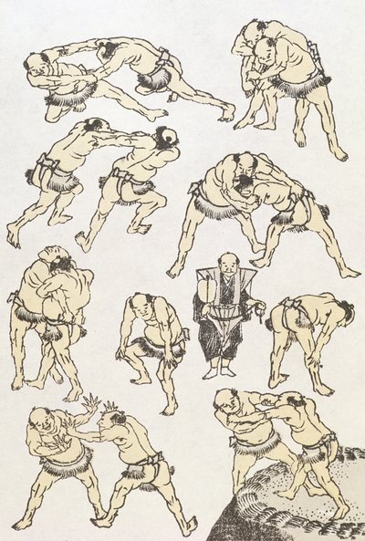 مانغا: دراسات إيماءات ووضعيات المصارعين ، الحانة. 1849 ، (طباعة لوح خشبي ملون) بواسطة كاتسوشيكا هوكوساي