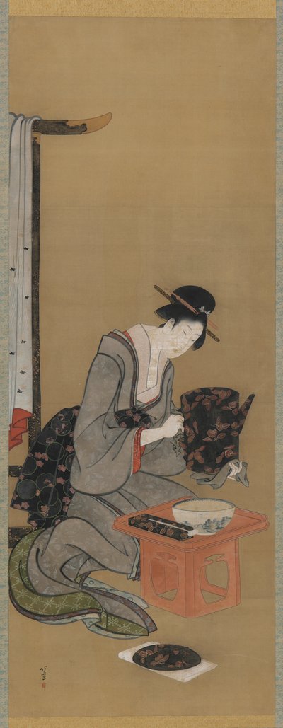 مخصص السنة الجديدة: أتمنى لحلم ميمون للعام الجديد ، فترة إيدو ، c.1806-11 (حبر و لون على الحرير) بواسطة كاتسوشيكا هوكوساي