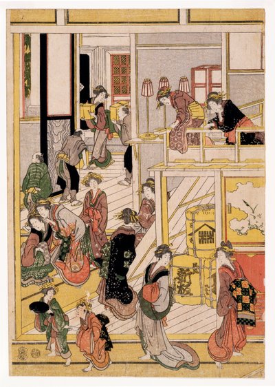أيام رأس السنة الجديدة من Teahouse Ogi-ya ، c.1810 (مطبوعات خشبية) (انظر أيضًا 406534 و 406535 و 406536) بواسطة كاتسوشيكا هوكوساي