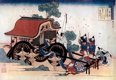 سحب عربة بثلاث عجلات ، نقش خشبي ياباني ، c1780-1849. بواسطة كاتسوشيكا هوكوساي