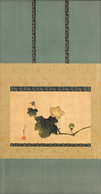 اليقطين و الكرمة و ذبابة الحصان ، فترة إيدو ، c.1825 (حبر و لون على الحرير) بواسطة كاتسوشيكا هوكوساي