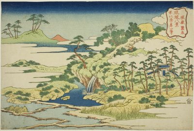 الربيع المقدس على جبل القلعة (Jogaku reisen) ، من سلسلة "ثمانية مناظر لجزر ريوكيو (Ryukyu hakkei)" بواسطة كاتسوشيكا هوكوساي