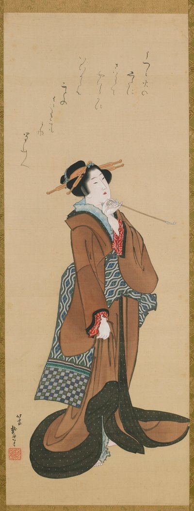 امرأة تحمل أنبوب تبغ ، كاليفورنيا. 1814-1815. بواسطة كاتسوشيكا هوكوساي