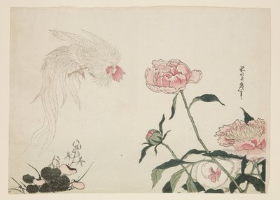 Long Tail Roosters among Flowers (colour woodblock print) بواسطة كاتسوشيكا الثاني (من 1820 إلى 1850) تايتو