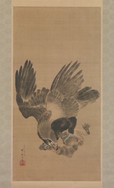 نسر يهاجم قردًا ، 1885. بواسطة كوانابي كيوساي