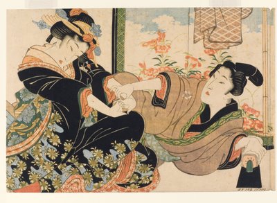 عشاق شاشة ملونة ، 1815-25 (لوح خشبي) بواسطة الحديد Keisai