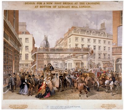 تصميم جسر مشاة جديد عند تقاطع Ludgate Hill و Fleet Street ، مدينة لندن ، 1862. بواسطة كيل إخوان