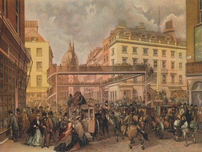 تصميم لجسر مشاة جديد عند معبر لودجيت هيل وشارع فليت ، مدينة لندن ، 1862. بواسطة كيل إخوان