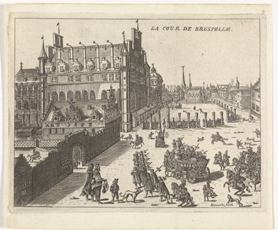 منظر لمحكمة بروكسل ، 1673. La Cour de Brusselle (العنوان على الكائن) بواسطة كيمنتس