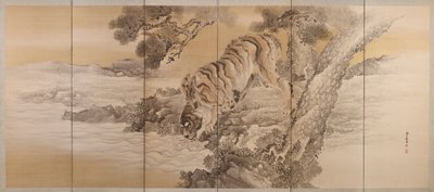 شاشة ذات ستة أضعاف تصور نمر يشرب ، 1749-1838 بواسطة كيشي جانكو