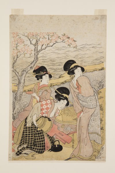 A Sake Party by the Sea (colour woodblock print) بواسطة كيتاجاوا أوتامارو