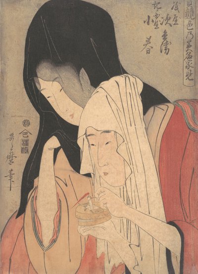 Jihei من Kamiya Eloping مع Koharu of Kinokuniya ، أوائل القرن التاسع عشر. بواسطة كيتاجاوا أوتامارو