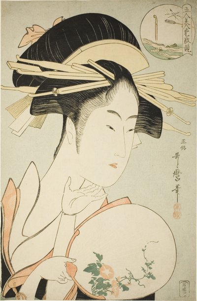 Kisegawa of the Matsubaya ، من سلسلة "مقارنة سحر خمس جميلات (Gonin bijin aikyo kurabe)" بواسطة كيتاجاوا أوتامارو