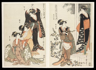 Kômei bijin mitate Chûshingura junimai tsuzuki (دراما Chûshingura المحاكية بجمال مشهور): مجموعة من اثني عشر طبعة ، c.1795 (طباعة لوح خشبي ملون) بواسطة كيتاجاوا أوتامارو
