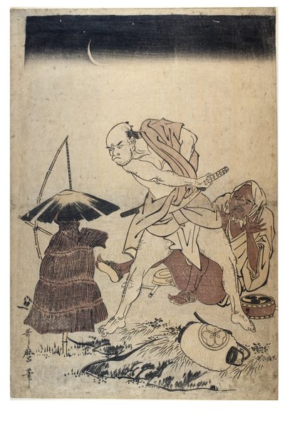 رجل يهدد الفزاعة في ليلة مظلمة ، حوالي 1758-1806 (طباعة خشبية بدون ورق) بواسطة كيتاجاوا أوتامارو