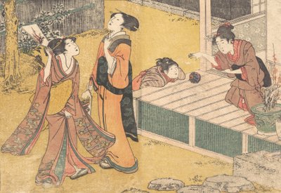 ألعاب رأس السنة الجديدة ، من الكتاب المطبوع زهور فورسيزونز شيكي نو هانا ، 1801. بواسطة كيتاجاوا أوتامارو