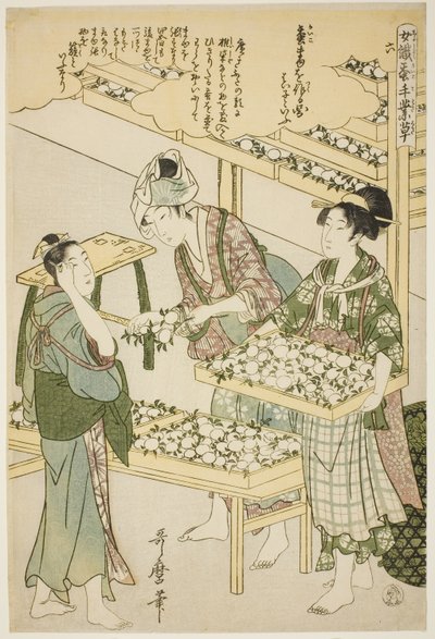 رقم 6 (روكو) ، من سلسلة "النساء العاملات في صناعة تربية دودة القز (Joshoku kaiko tewaza-gusa)" بواسطة كيتاجاوا أوتامارو