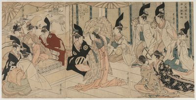 مشهد مقتبس من مسرحية The Treasury of Loyal Retainers (Chushingura) بواسطة كيتاجاوا أوتامارو