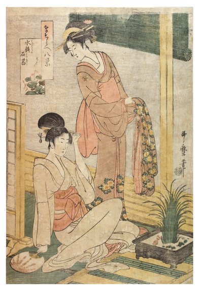Sweetflag والصخور في حوض ماء من سلسلة تقليد المناظر الثمانية ، 1797-1798 (طباعة خشبية على الورق) بواسطة كيتاجاوا أوتامارو