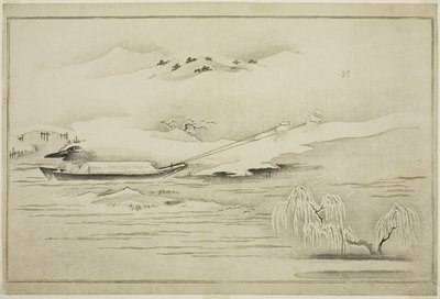 سحب البارجة في الثلج ، من ألبوم The Silver World ، 1790 بواسطة كيتاجاوا أوتامارو