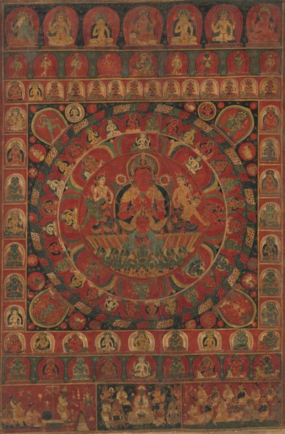 Mandala of the Sun God Surya محاط بثمانية آلهة كوكبية ، مؤرخة على الأرجح 1379. بواسطة كيتاهاراسا