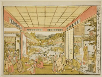 الفصل السابع (Shichidanme) ، من سلسلة "صور منظور مخزن الخدم المخلصين (Uki-e kanadehon Chushingura)" بواسطة كيتاو ماسايوشي