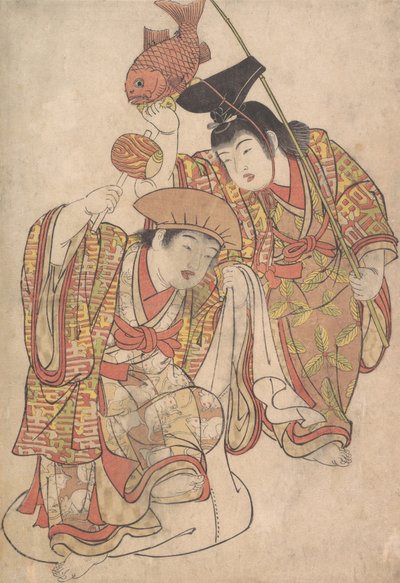 أولاد يتنكرون في هيئة دايكوكو وإيبيسو ، حوالي عام 1780. بواسطة Kitao Shigemasa