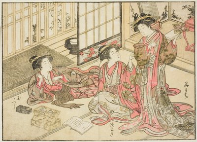 المحظيات من Kado Daikokuya ، من كتاب "Mirror of Beautiful Women of the Pleasure Quarters (Seiro bijin awase sugata kagami)" المجلد. 2 بواسطة Kitao Shigemasa