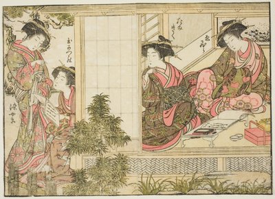 Courtesans of Oebuji ، من كتاب "Mirror of Beautiful Women of the Pleasure Quarters (Seiro bijin awase sugata kagami)" المجلد. 2 بواسطة Kitao Shigemasa
