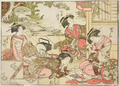 Courtesans of Otawaraya ، من كتاب "Mirror of Beautiful Women of the Pleasure Quarters (Seiro bijin awase sugata kagami)" المجلد. 2 بواسطة Kitao Shigemasa