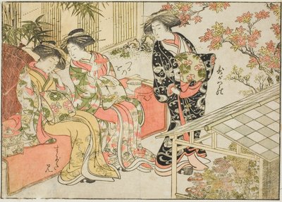 Courtesans of Tsuruya ، من كتاب "Mirror of Beautiful Women of the Pleasure Quarters (Seiro bijin awase sugata kagami)" المجلد. 2 بواسطة Kitao Shigemasa