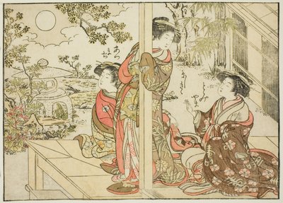 Courtesans of Yotsumaya ، من كتاب "Mirror of Beautiful Women of the Pleasure Quarters (Seiro bijin awase sugata kagami)" المجلد. 2 بواسطة Kitao Shigemasa