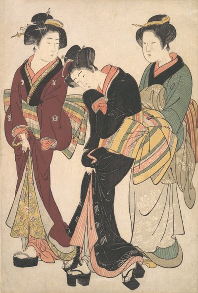 اثنان جيشا وخادمة ، كاليفورنيا. 1790. بواسطة Kitao Shigemasa