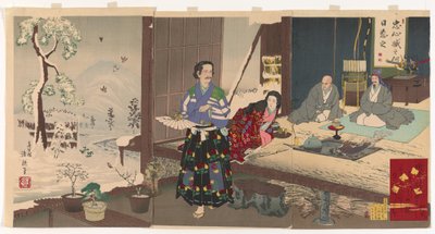 Chushingura ، Yuranosuke في التقاعد (طباعة خشبية وحبر ولون على ورق) بواسطة كيوشيكا كوباياشي