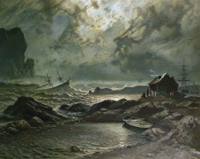عاصفة على الساحل النرويجي بواسطة Knud Andreassen Baade