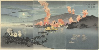هجوم ليلي شنته قواتنا المسلحة على المعسكر الصيني في بيونغ يانغ. Wagagun Heijo no seiei o osou (العنوان على الكائن) بواسطة كوباياشي كيوتشيكا