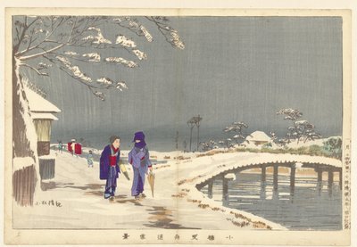 منظر طبيعي للثلوج في Hikifune في Koume Koume Hikifunedo sekkei (العنوان على الكائن) بواسطة فوكودا كوماجيرو
