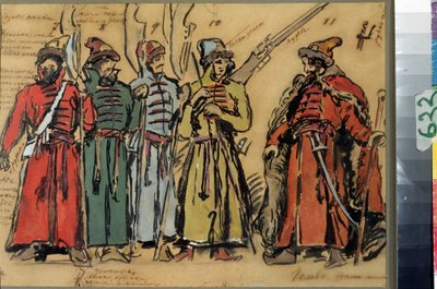 تصميم أزياء أوبرا Khovanshchina أو أمراء Khovansky بواسطة Modeste Mussorgsky (1839-1881) (تصميم أزياء لأوبرا Khovanshchina بواسطة M.Musorgsky). عمل قسطنطين أليكسييفيتش كوروفين (كونستانتين كوروفين) (1861-1939) ، ألوان مائية ، انطلق بواسطة كونستانتين ألكسيفيتش كوروفين